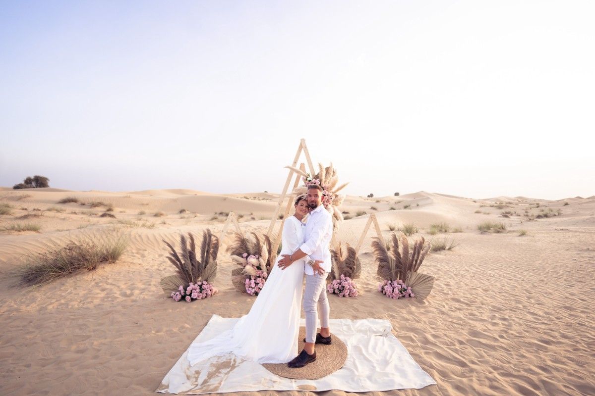 Wedding couple jetskiing